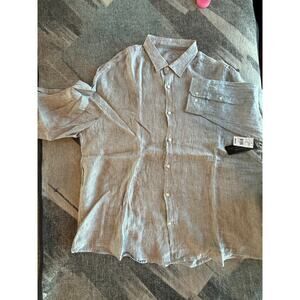 Grey Linen Long Sleeve Shirt - Bloomingdale’s - XXL - New